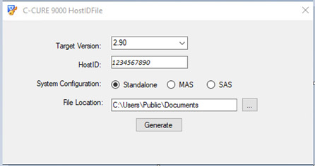 C•CURE 9000 HostID screen